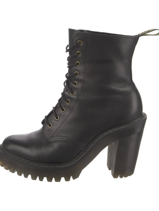 Dr. Martens Shoes - Dr. Martens Kendra Boots Black Lace-Up Chunky Heel Ankle Boot 7